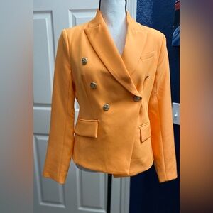 Walter Baker Vibrant Orange Double-Breasted Blazer